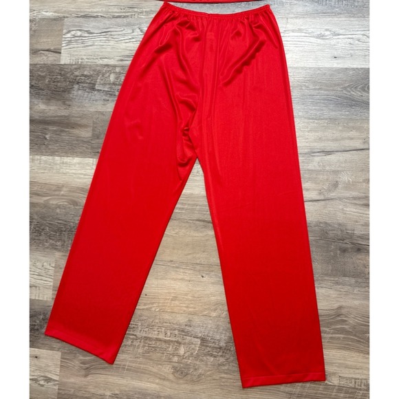 Vintage JCPenney Red Nylon Pajama Set 2 Pc Camisole Pants Lounge Sleepwear USA M - Picture 5 of 8